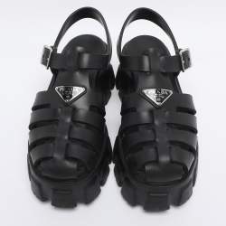 Pre Owned صندل برادا مونوليث مطاط أسود مقاس 38