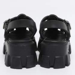 Pre Owned صندل برادا مونوليث مطاط أسود مقاس 38