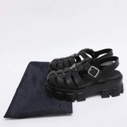 Pre Owned صندل برادا مونوليث مطاط أسود مقاس 38