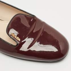Pre Owned Prada Burgundy Patent Leather Smoking Slippers Size 41