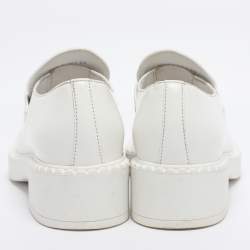 Pre Owned Prada White Leather Slip On Loafers Size 36
