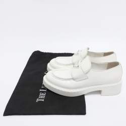 Pre Owned Prada White Leather Slip On Loafers Size 36