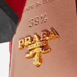 Pre Owned Prada Red Suede Mary Jane Button Pumps Size 39.5