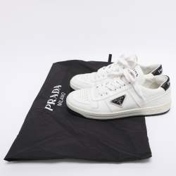 Pre Owned Prada White Leather Downtown Low Top Sneakers Size 37.5