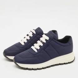 Pre Owned Prada Navy Blue Nylon Prax 01 Low Top Sneakers Size 37.5