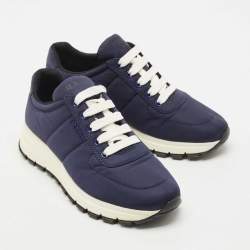 Pre Owned Prada Navy Blue Nylon Prax 01 Low Top Sneakers Size 37.5