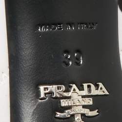 مملوكة مسبقًا Prada White Stretch Fabric Open Toe Ankle Length Boots Size 39