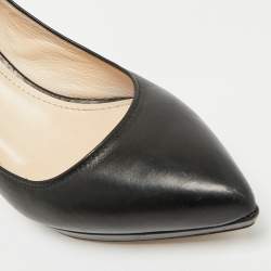 Pre Owned Prada Black Leather Pointed Toe Platform Pumps Size 36
