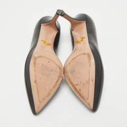 Pre Owned Prada Black Leather Pointed Toe Platform Pumps Size 36
