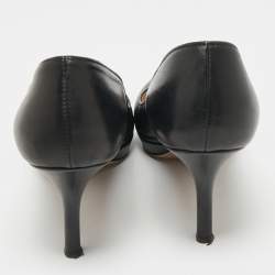 Pre Owned Prada Black Leather Pointed Toe Platform Pumps Size 36