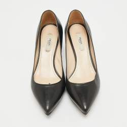 Pre Owned Prada Black Leather Pointed Toe Platform Pumps Size 36