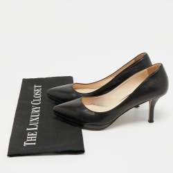 Pre Owned Prada Black Leather Pointed Toe Platform Pumps Size 36