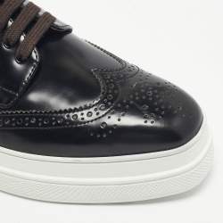 Pre Owned Prada Black Brogue Leather Platform Derby Sneakers Size 38.5