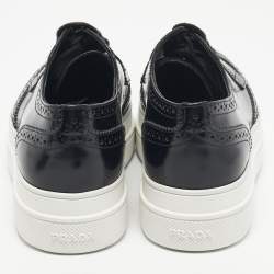 Pre Owned Prada Black Brogue Leather Platform Derby Sneakers Size 38.5