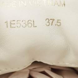 Pre Owned حذاء رياضي برادا جلد أبيض/وردي عنق منخفض مقاس 37.5 