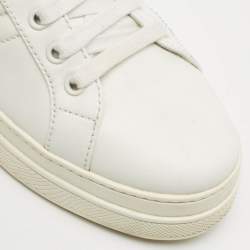 Pre Owned حذاء رياضي  برادا جلد أبيض/وردي عنق منخفض مقاس 37.5 