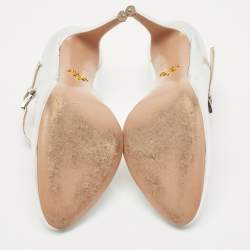 Pre Owned Prada Silver Leather Mary Jane Pumps Size 39