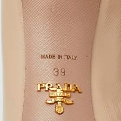 Pre Owned Prada Beige Saffiano Patent Leather Pointed Toe Pumps Size 39