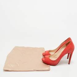 Pre Owned Prada Pink Suede Peep Toe Platform Pumps Size 36.5