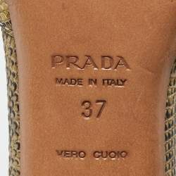 Pre Owned Prada Cream/Black Lizard T Strap Pumps Size 37