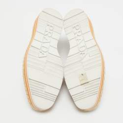 Pre Owned Prada Brown Brogue Leather Oxford Espadrille Sneakers Size 37.5