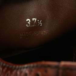 Pre Owned Prada Brown Brogue Leather Oxford Espadrille Sneakers Size 37.5