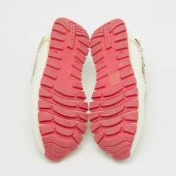 Pre Owned Prada White Canvas Crystal Embellished Slip On Sneakers Size 38.5