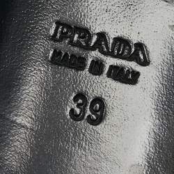 Pre Owned Prada Black Patent Leather Bow Smoking Slippers Size 39