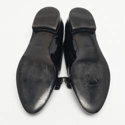 Pre Owned Prada Black Patent Leather Bow Smoking Slippers Size 39