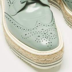 Pre Owned Prada Blue Brogue Leather Oxford Espadrille Sneakers Size 39