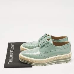 Pre Owned Prada Blue Brogue Leather Oxford Espadrille Sneakers Size 39