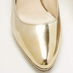 Pre Owned Prada Gold  Leather Pointed Toe Pumps Size 42