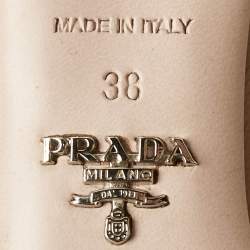 Pre Owned Prada Beige Leather Pointed Toe Mary Jane Bow Pumps Size 38