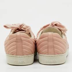 Pre Owned Prada Blush Pink Quilted Leather Low Top Sneakers Size 38.5