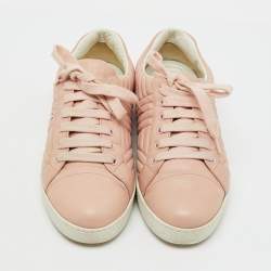 Pre Owned Prada Blush Pink Quilted Leather Low Top Sneakers Size 38.5