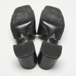 Pre Owned Prada Black Quilted Leather Block-Heel Slide Sandals Size 37