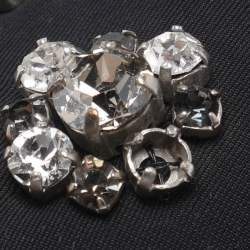 Pre Owned Prada Navy Blue Neoprene Crystal Embellished Slip On Sneakers Size 37.5