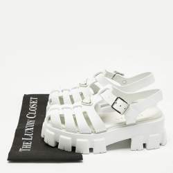 مملوكة مسبقًا صندل برادا منصة مقياس أحادية مطاط أبيض مقاس 36