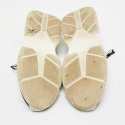 Pre Owned Prada Black Fabric and Leather Trainer  Lace Up Sneakers Size 36