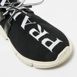 Pre Owned Prada Black Fabric and Leather Trainer  Lace Up Sneakers Size 36