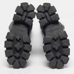 Pre Owned Prada Black Nylon and Patent Leather Monolith Knee Length Boots Size 38