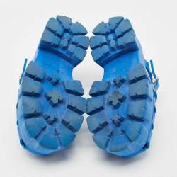 Pre Owned Prada Blue Rubber Monolith Platform Sandals Size 38