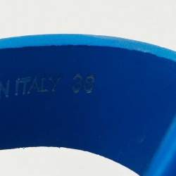 Pre Owned Prada Blue Rubber Monolith Platform Sandals Size 38