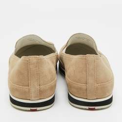 Pre Owned Prada Sport Grey Suede Crystal Embellished Slip On Sneakers Size 39