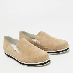 Pre Owned Prada Sport Grey Suede Crystal Embellished Slip On Sneakers Size 39