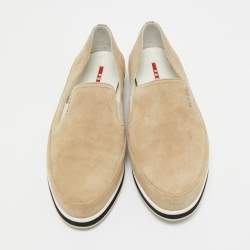 Pre Owned Prada Sport Grey Suede Crystal Embellished Slip On Sneakers Size 39