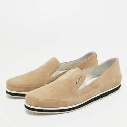 Pre Owned Prada Sport Grey Suede Crystal Embellished Slip On Sneakers Size 39