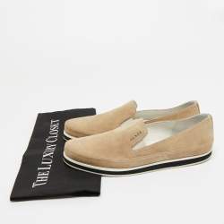 Pre Owned Prada Sport Grey Suede Crystal Embellished Slip On Sneakers Size 39