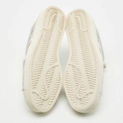 Pre Owned حذاء رياضي برادا × أديداس جلد فضي / أبيض برباط مقاس 39.5