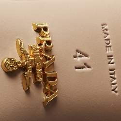 Pre Owned Prada Beige Patent Leather Crisscross Crystals Embellished Slide Sandals Size 41